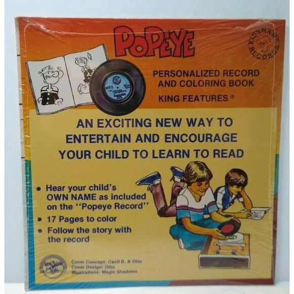 Popeye In Wimpy's Sunken Treasure Sealed 7" Vinyl Record 17 Page Book Adam - Picture 2 of 4